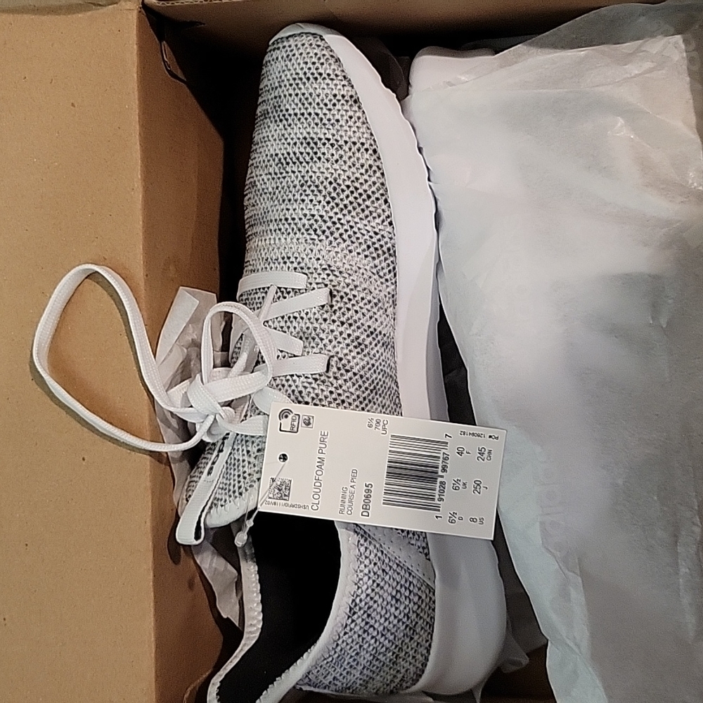 Adidas grey and white shoes